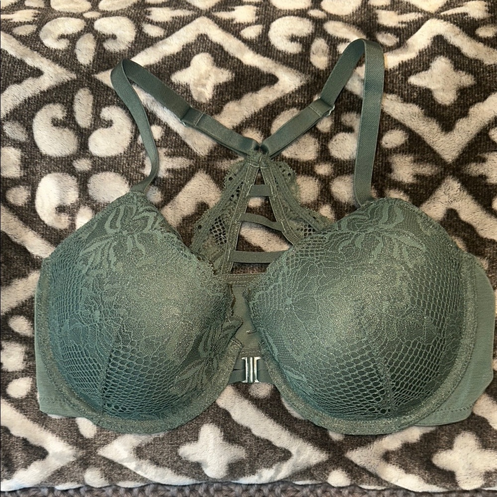 34DD Auden Lace Detail Green Bra NEW